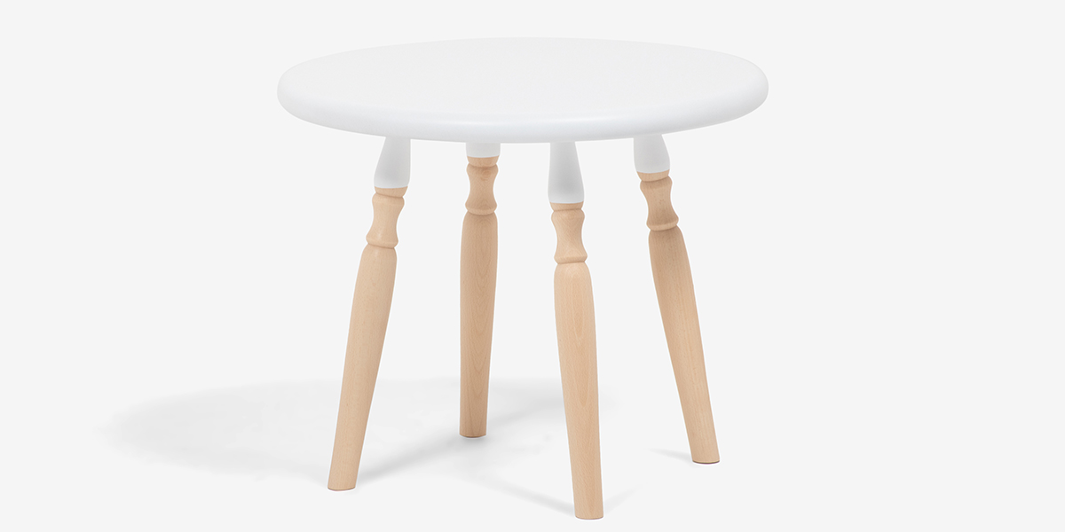 秋田木工 サイドテーブル「500EB」ブナ材ホワイト色 | 大塚家具 