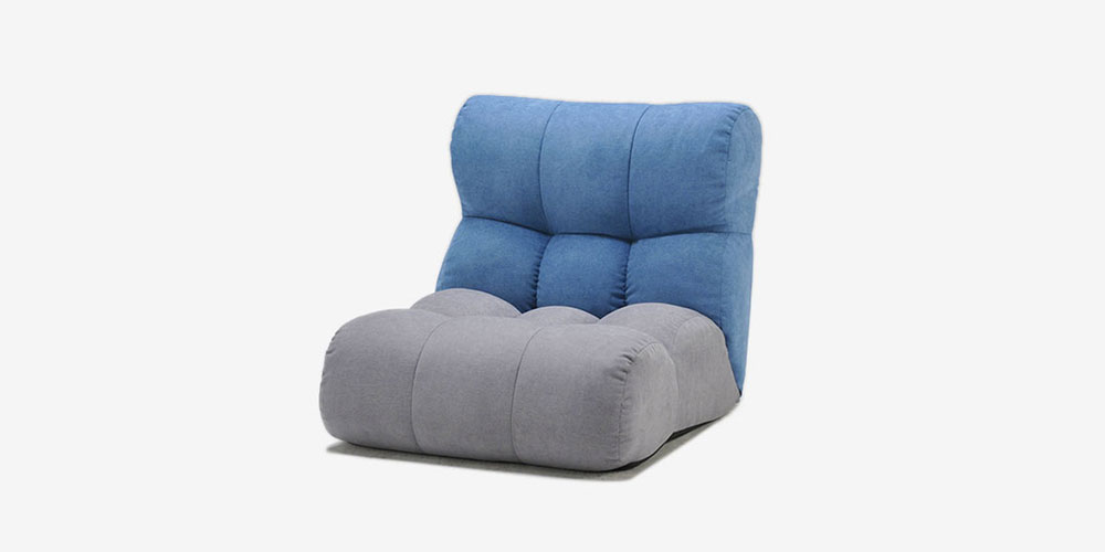 フロアチェア  座椅子 「ピグレットJr ノルディック」ブルー/グレー色の正面