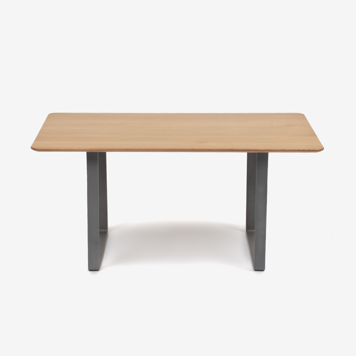 ダイニングテーブル「フィル3」レッドオーク材 ホワイトオーク色　金属脚シルバー　天板2タイプ（角型・角丸型）全2サイズ